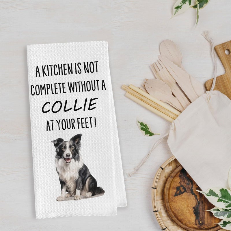 Geqtt Funny Collie Dish Towels - Border Collie Decorative Waffle Weave Kitchen Towels, Dog Gifts Hand Towel, Tea Towel (16×24 Inches) - Image 3